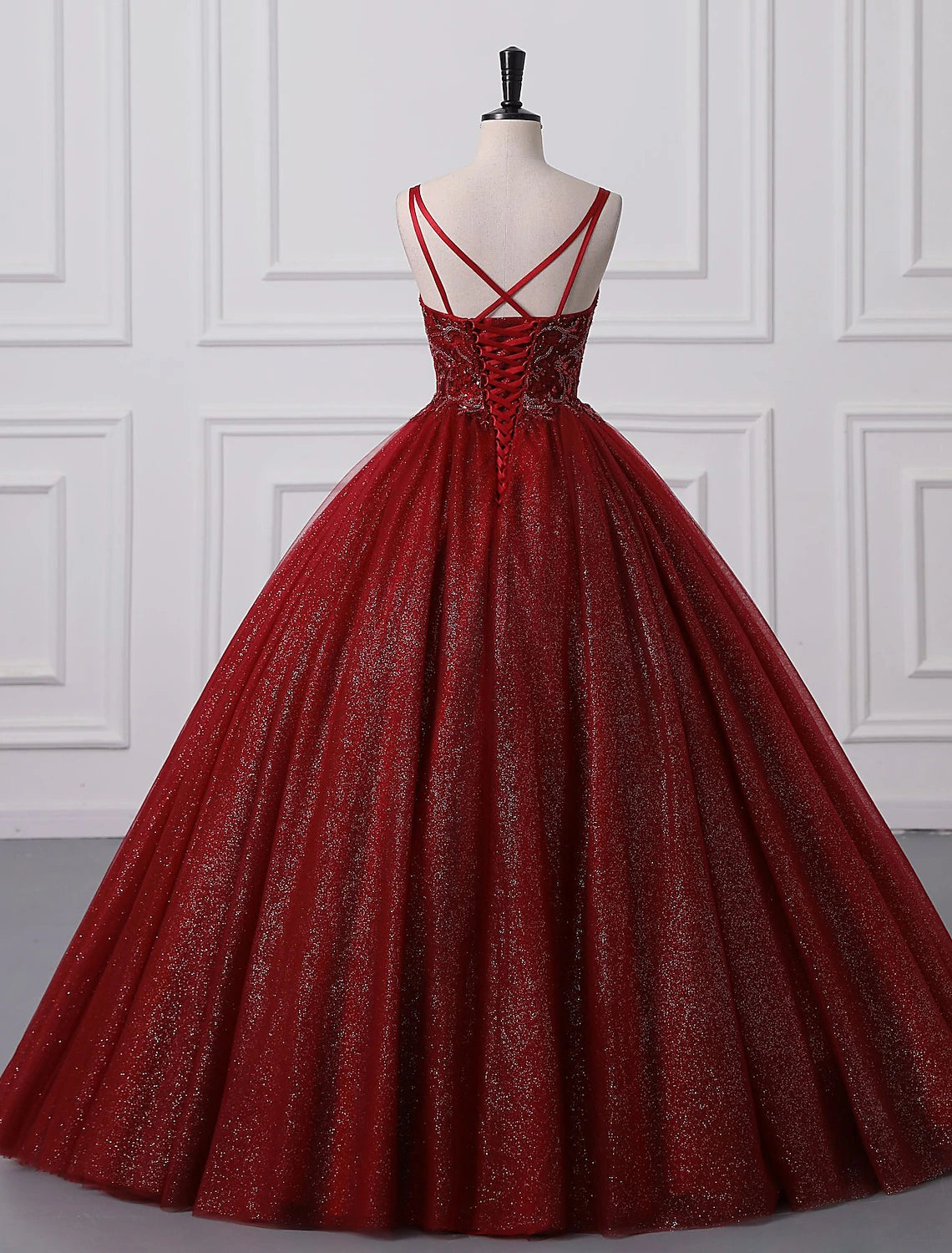 Wholesale  Ball Gown Prom Dresses Princess Dress Graduation Quinceanera Floor Length Sleeveless Spaghetti Strap Lace with Beading Appliques